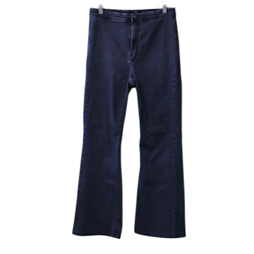 Bershka Black Faded 90s Big Flare Jeans Size 10 Vintage Hippie Style
